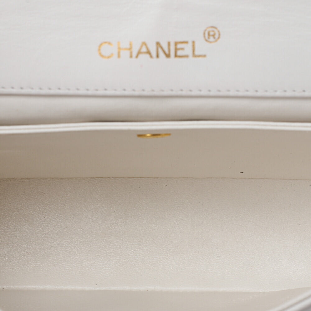 CHANEL Lambskin Matelasse Design Flap Single Chain Shoulder Black x White Gold-Tone Hardware, Pre-Owned