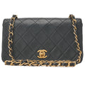 CHANEL Lambskin Matelasse Full Flap 19cm Turnlock Chain Shoulder Black Gold-Tone Hardware, Pre-Owned