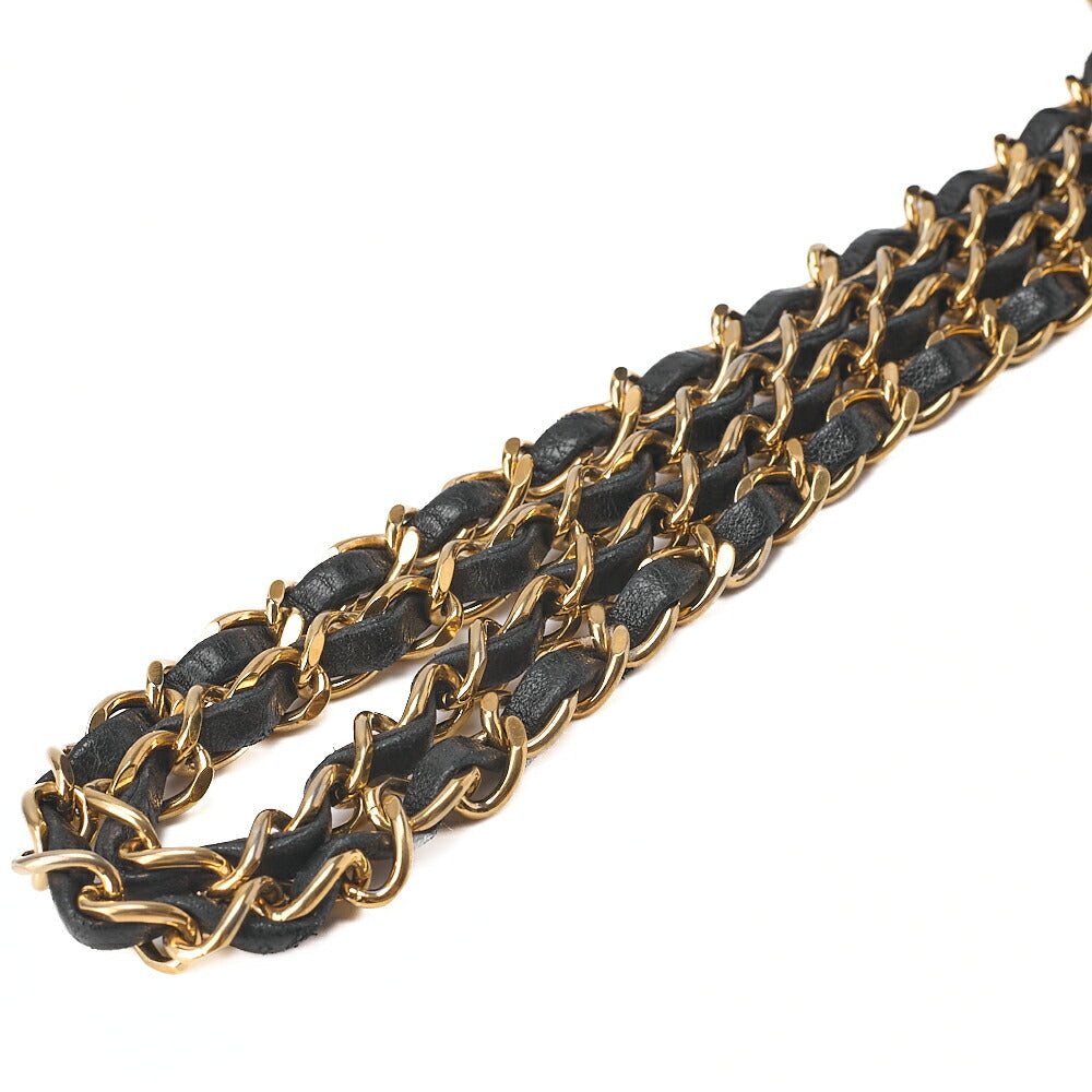 CHANEL Lambskin Matelasse Full Flap 19cm Turnlock Chain Shoulder Black Gold-Tone Hardware, Pre-Owned