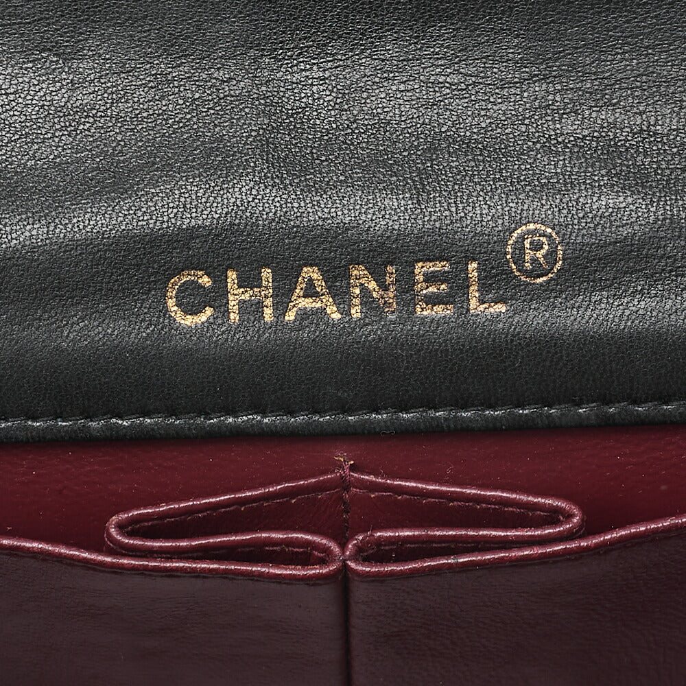 CHANEL Lambskin Matelasse Full Flap 19cm Turnlock Chain Shoulder Black Gold-Tone Hardware, Pre-Owned