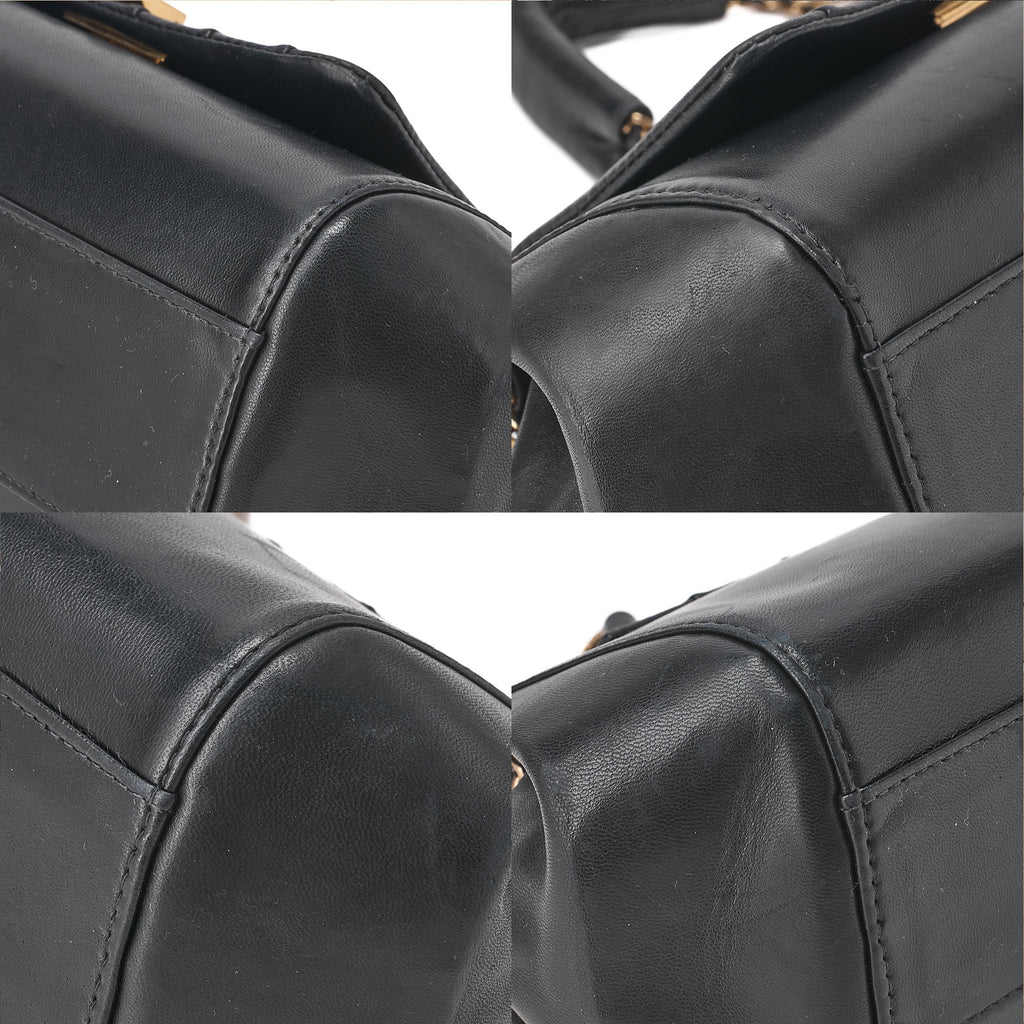 CHANEL Mademoiselle Coco Mark Turnlock Chain Shoulder Lambskin Black Gold-Tone Hardware, Pre-Owned