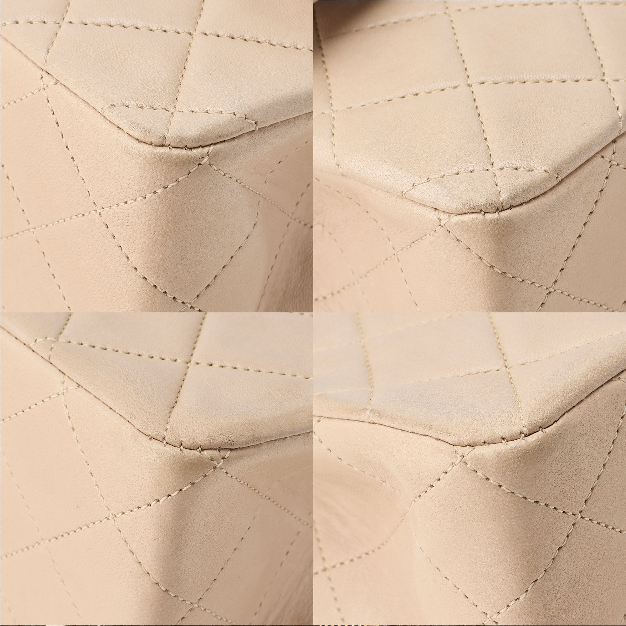 CHANEL Lambskin Matelasse 25cm Double Flap Chain Shoulder Beige Gold-Tone Hardware, Pre-Owned
