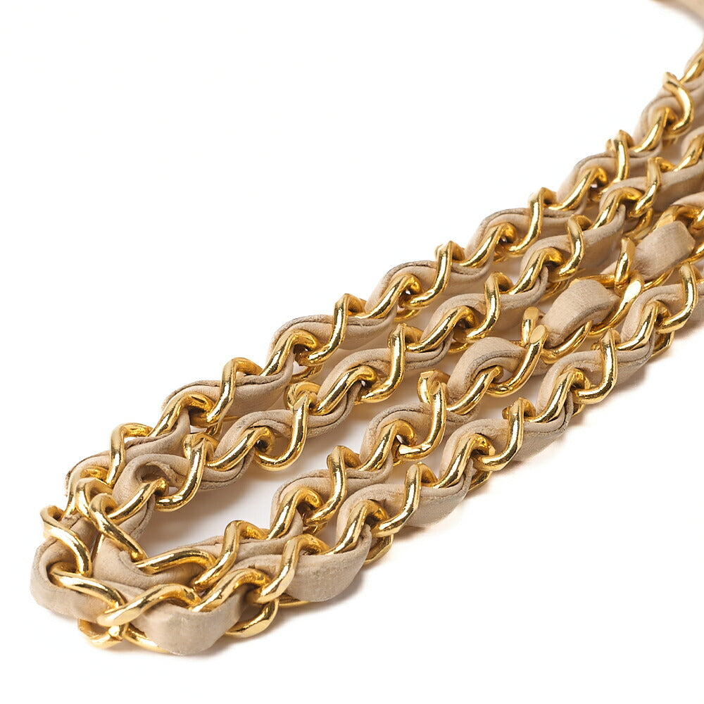 CHANEL Lambskin Matelasse 25cm Double Flap Chain Shoulder Beige Gold-Tone Hardware, Pre-Owned