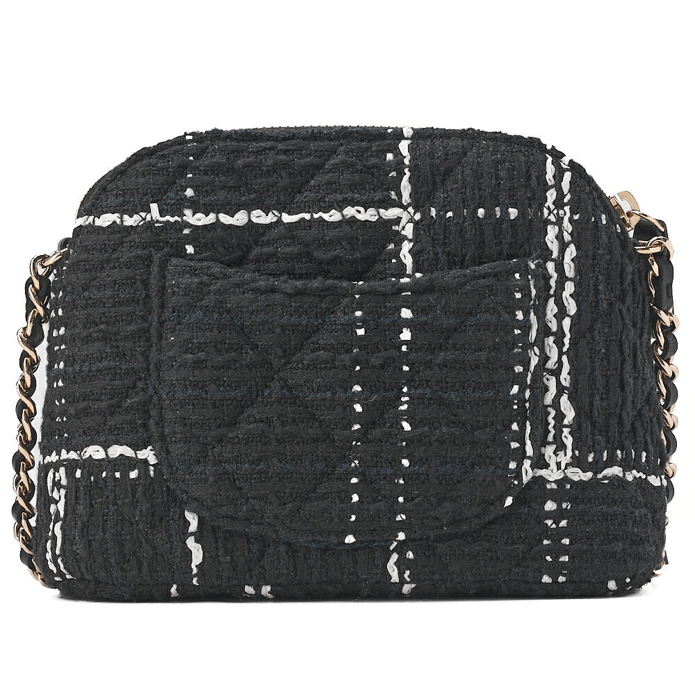 CHANEL Tweed Matelasse Cocomark Mini Chain Shoulder Multicolor Black x White Gold-Tone Hardware, Pre-Owned