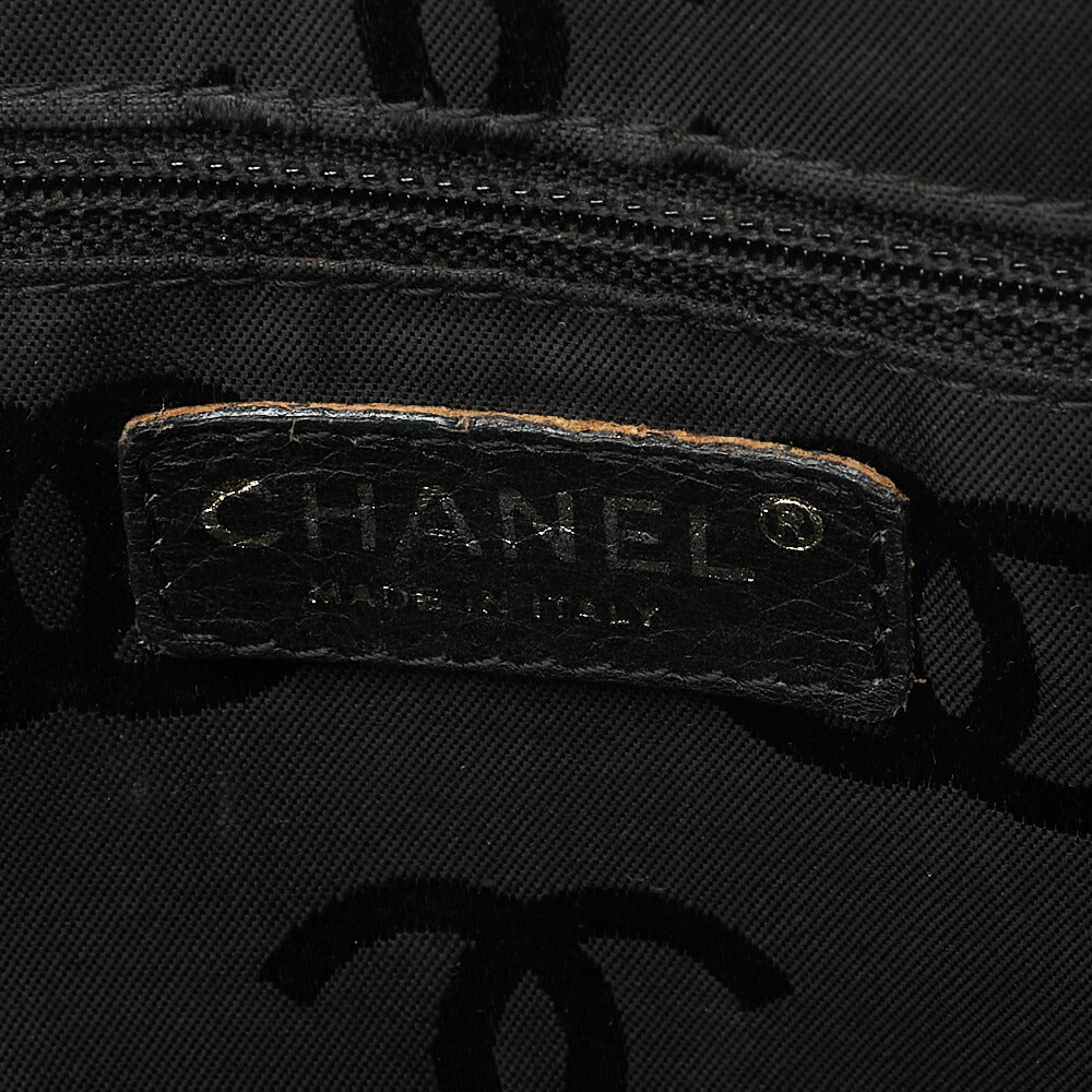 CHANEL Coco Mark Wild Stitch Handbag Calfskin Black Gold-Tone Hardware, Pre-Owned