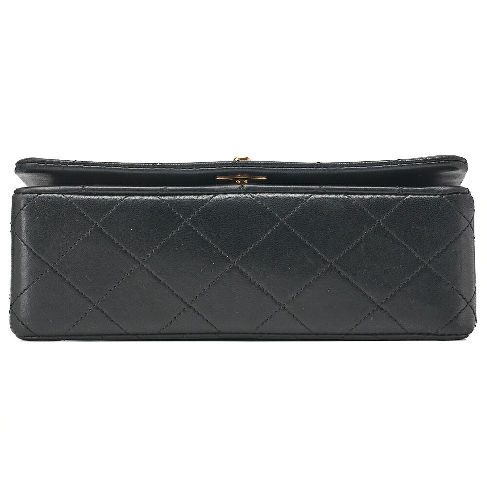 CHANEL Lambskin Matelasse Full Flap Chain Shoulder Black Gold-Tone Hardware, Pre-Owned