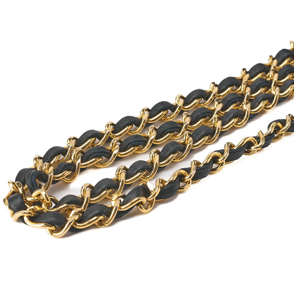 CHANEL Lambskin Matelasse Full Flap Chain Shoulder Black Gold-Tone Hardware, Pre-Owned