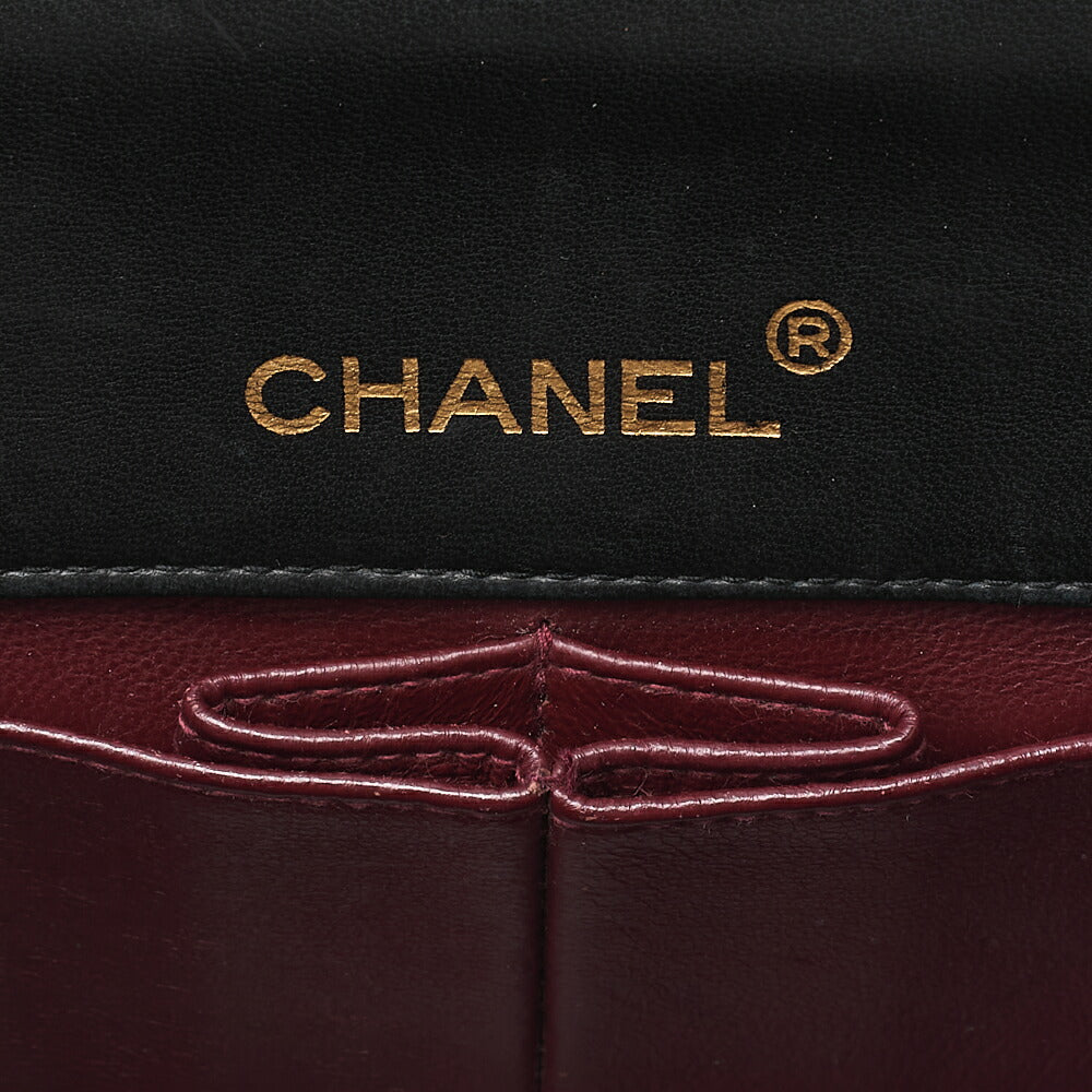CHANEL Lambskin Matelasse Full Flap Chain Shoulder Black Gold-Tone Hardware, Pre-Owned