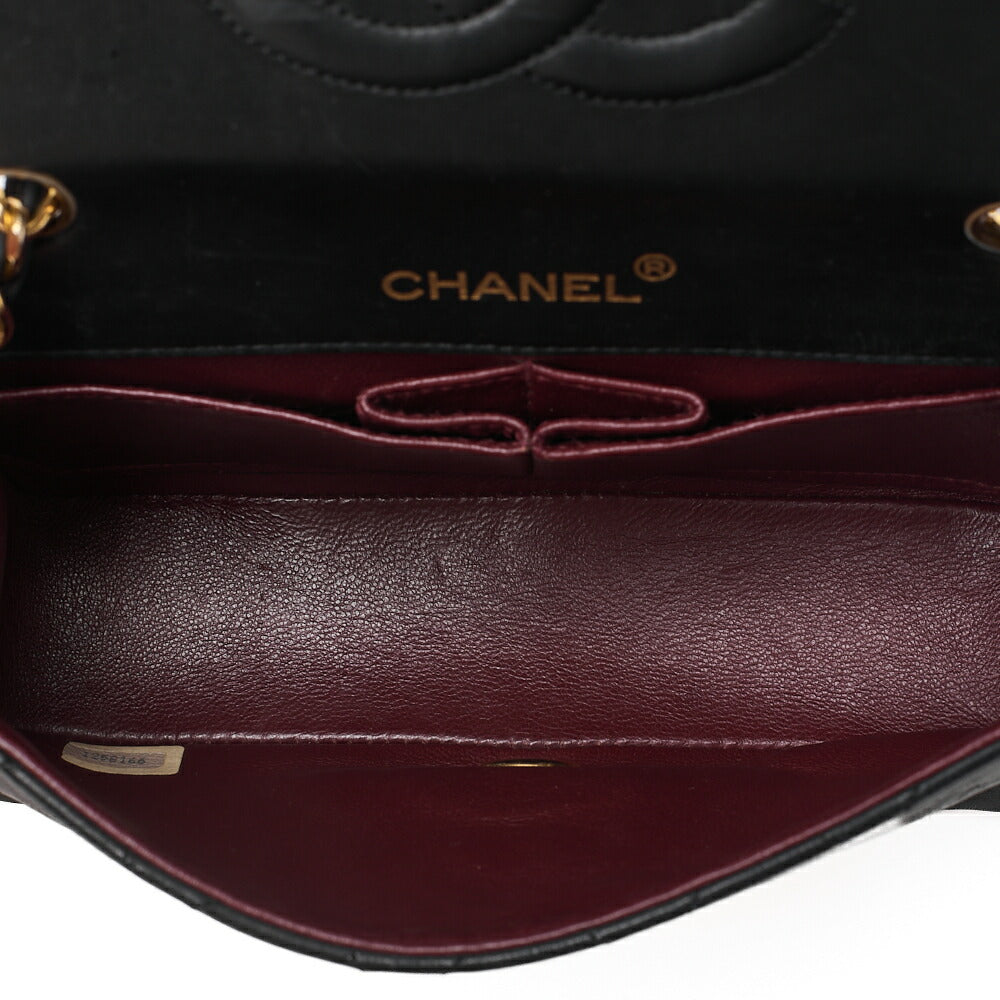 CHANEL Lambskin Matelasse Full Flap Chain Shoulder Black Gold-Tone Hardware, Pre-Owned