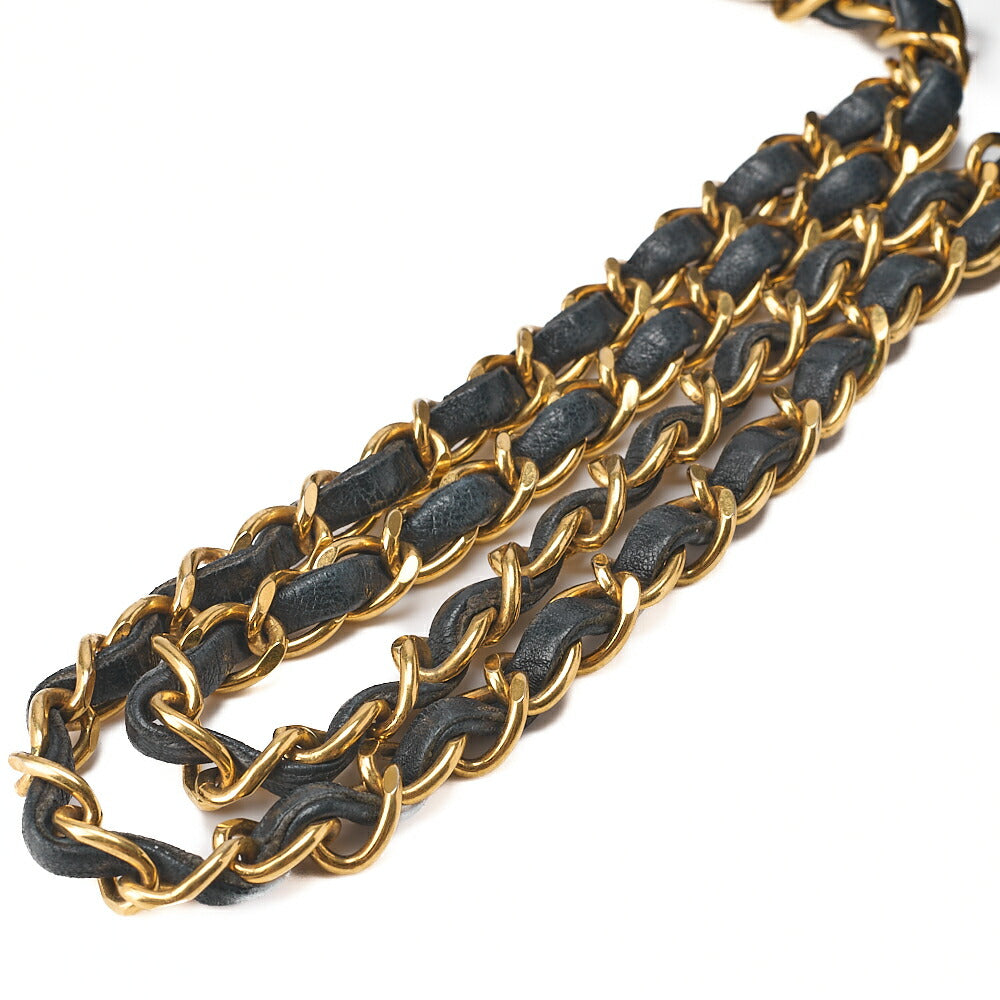 CHANEL Lambskin Matelasse 25cm Double Flap Chain Shoulder Black Gold-Tone Hardware, Pre-Owned