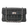 CHANEL Chocolate Bar 2.55 Multi-Pocket Chain Shoulder Lambskin Black Silver-Tone Hardware, Pre-Owned