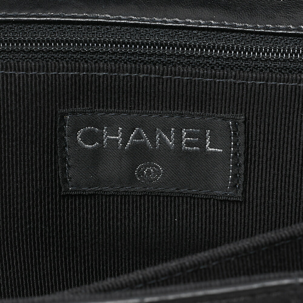CHANEL Chocolate Bar 2.55 Multi-Pocket Chain Shoulder Lambskin Black Silver-Tone Hardware, Pre-Owned