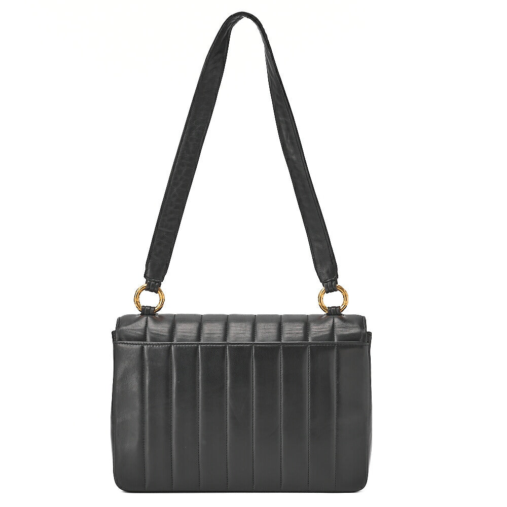 CHANEL Mademoiselle Round Flap Turnlock Shoulder Lambskin Black Gold-Tone Hardware, Pre-Owned