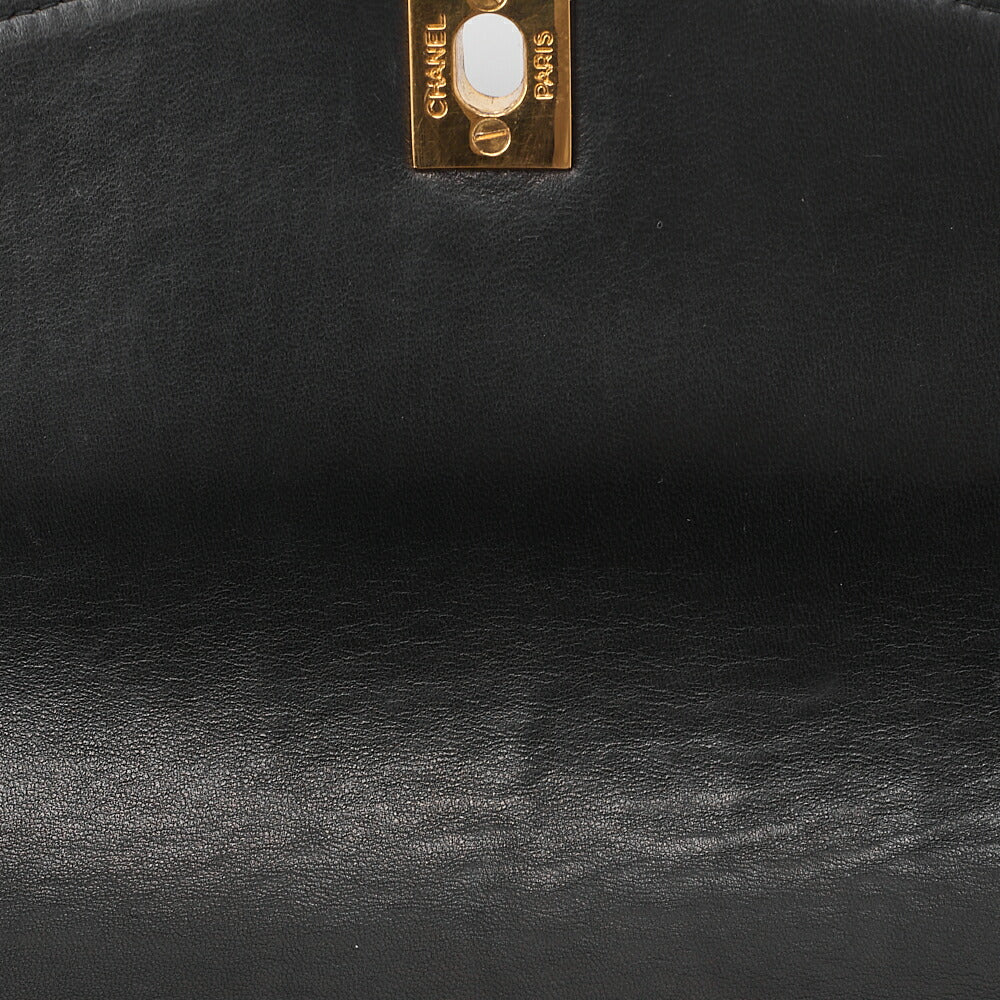 CHANEL Mademoiselle Round Flap Turnlock Shoulder Lambskin Black Gold-Tone Hardware, Pre-Owned