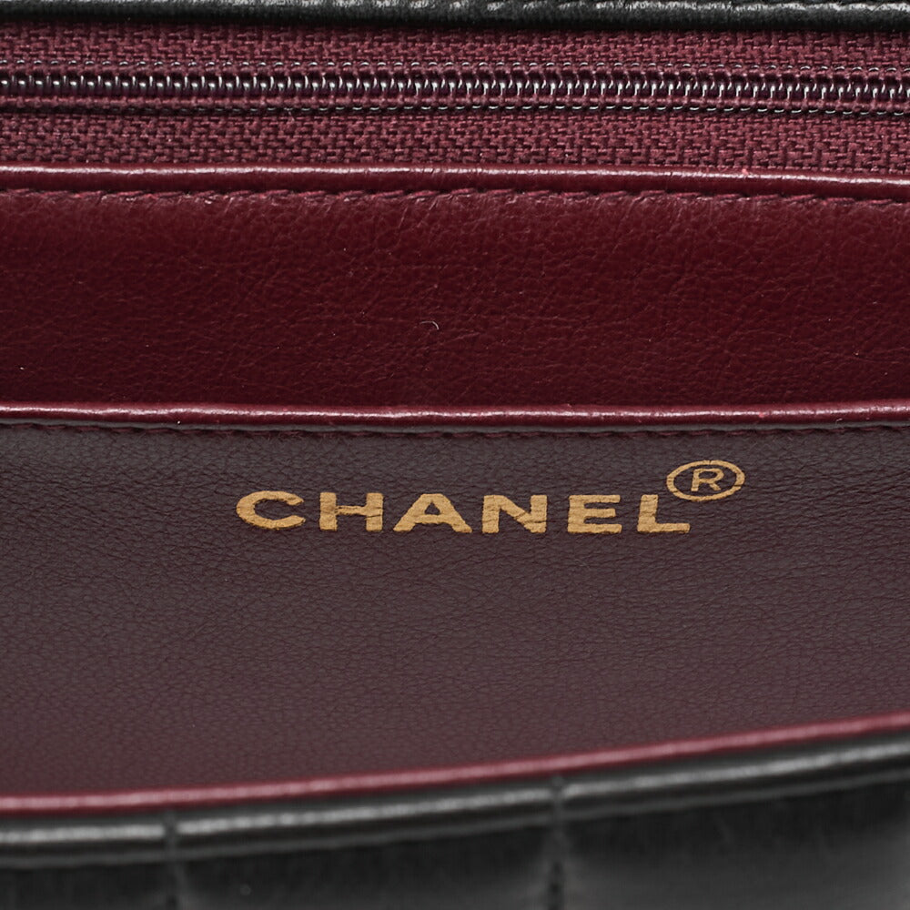 CHANEL Mademoiselle Round Flap Turnlock Shoulder Lambskin Black Gold-Tone Hardware, Pre-Owned