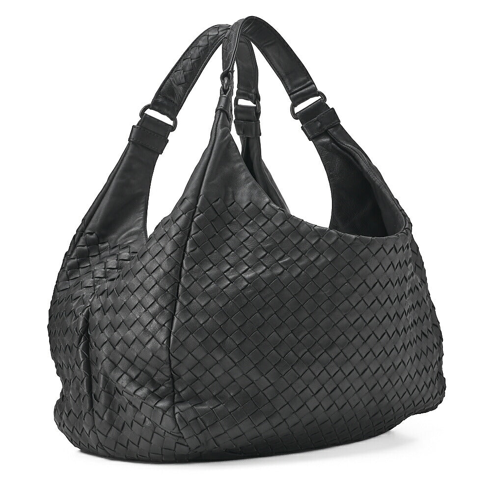 BOTTEGA VENETA Bottega Veneta Shoulder Bag Intrecciato Campana Lambskin Black Black-Tone Hardware, Pre-Owned