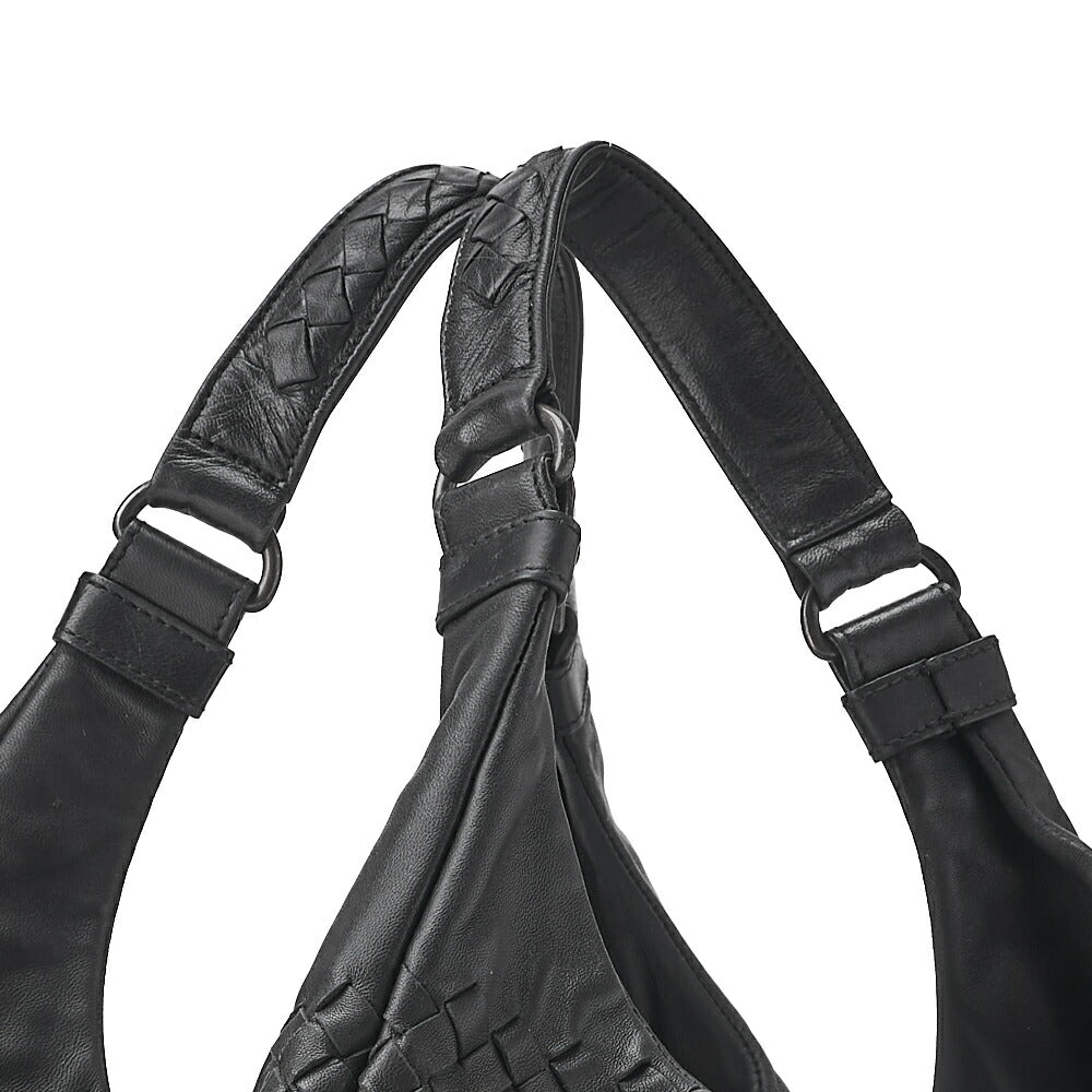 BOTTEGA VENETA Bottega Veneta Shoulder Bag Intrecciato Campana Lambskin Black Black-Tone Hardware, Pre-Owned