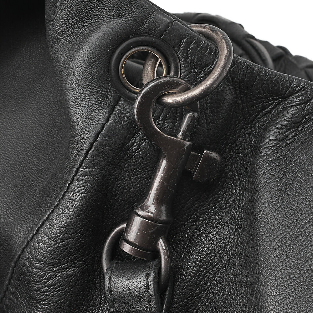 BOTTEGA VENETA Bottega Veneta Shoulder Bag Intrecciato Campana Lambskin Black Black-Tone Hardware, Pre-Owned