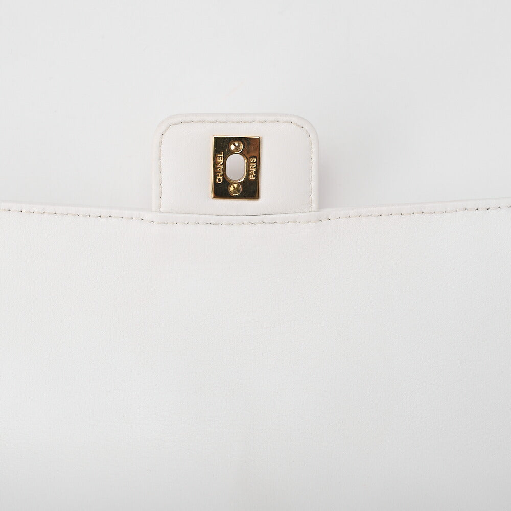CHANEL Matelasse Wild Stitch Single Flap Handbag Calf Leather White Gold-Tone Hardware, Pre-Owned