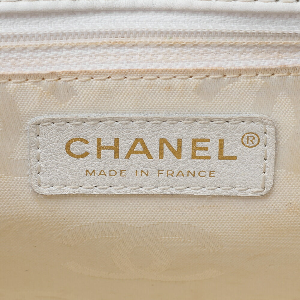 CHANEL Matelasse Wild Stitch Single Flap Handbag Calf Leather White Gold-Tone Hardware, Pre-Owned