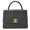CHANEL Mademoiselle Single Flap Big Coco Handbag Caviar Skin Black Gold-Tone Hardware, Pre-Owned