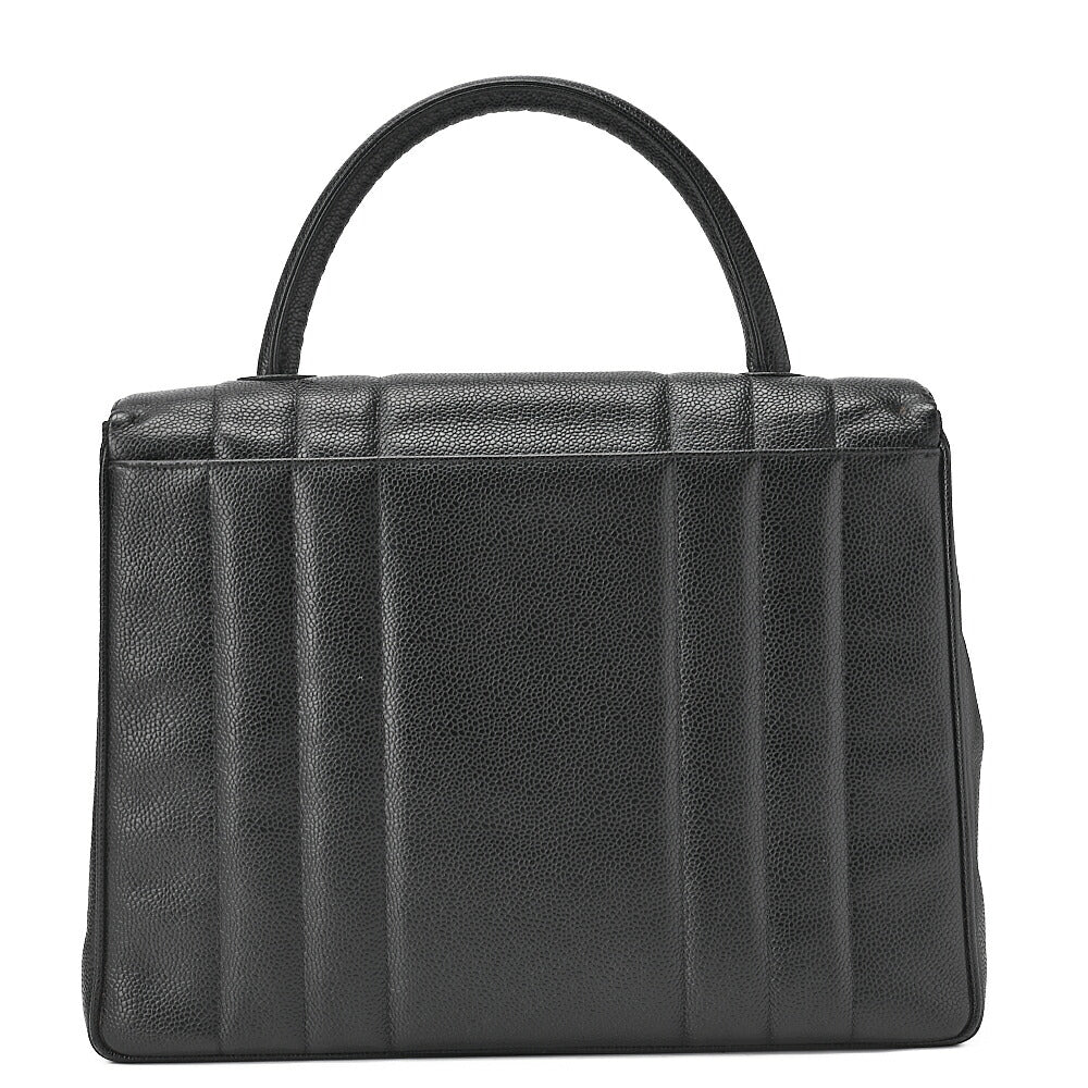 CHANEL Mademoiselle Single Flap Big Coco Handbag Caviar Skin Black Gold-Tone Hardware, Pre-Owned