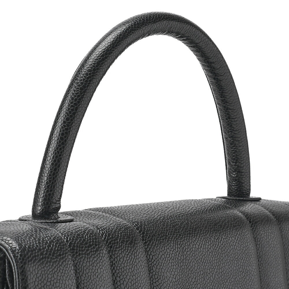 CHANEL Mademoiselle Single Flap Big Coco Handbag Caviar Skin Black Gold-Tone Hardware, Pre-Owned
