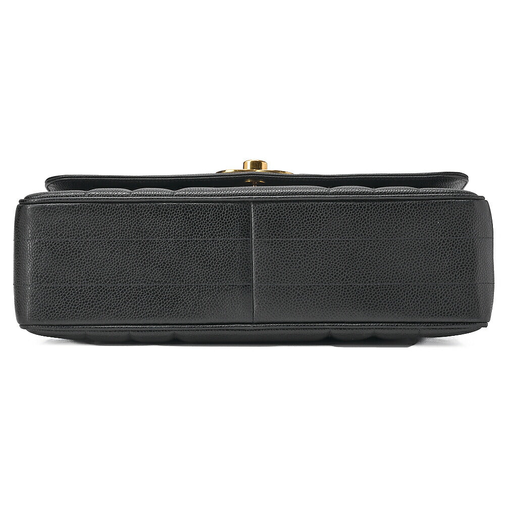 CHANEL Mademoiselle Single Flap Big Coco Handbag Caviar Skin Black Gold-Tone Hardware, Pre-Owned
