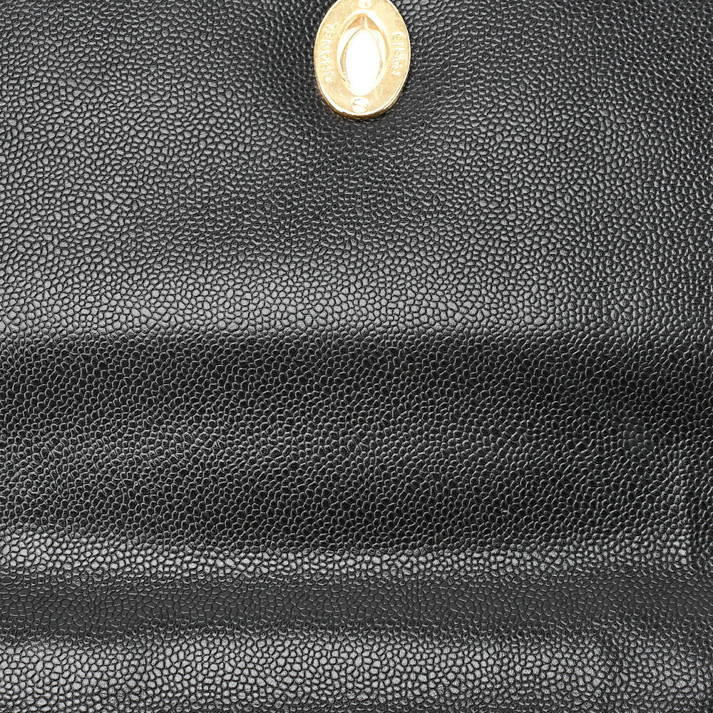 CHANEL Mademoiselle Single Flap Big Coco Handbag Caviar Skin Black Gold-Tone Hardware, Pre-Owned