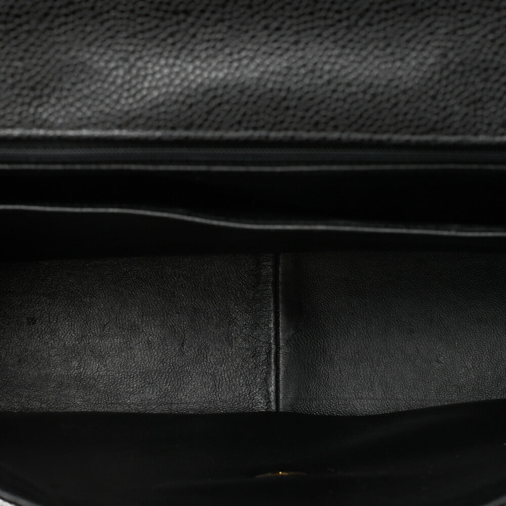 CHANEL Mademoiselle Single Flap Big Coco Handbag Caviar Skin Black Gold-Tone Hardware, Pre-Owned