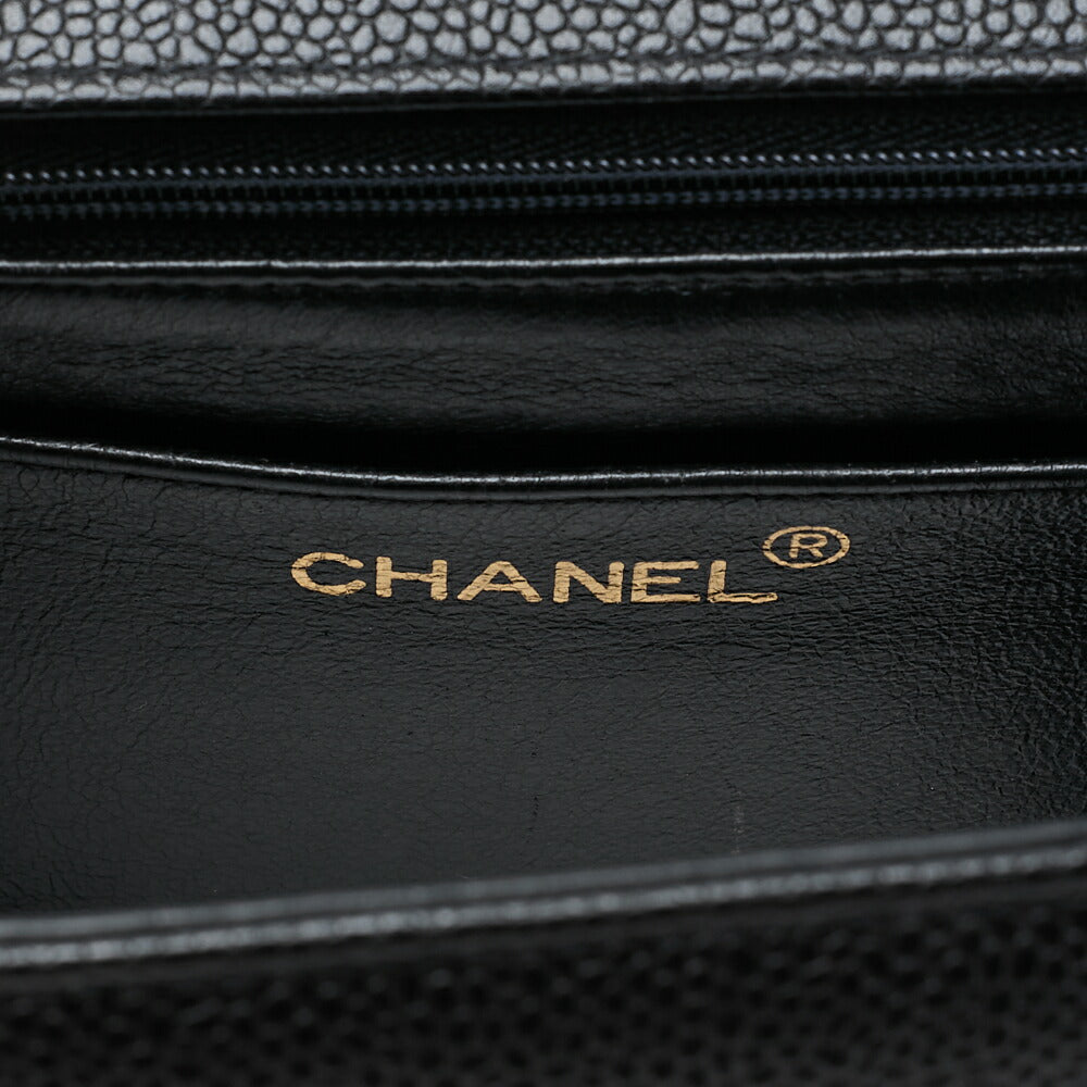 CHANEL Mademoiselle Single Flap Big Coco Handbag Caviar Skin Black Gold-Tone Hardware, Pre-Owned