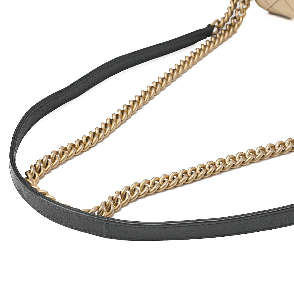 CHANEL Suede x Leather Matelasse Wild Stitch Chain Shoulder Beige x Black Gold x Silve-Tone Hardware, Pre-Owned