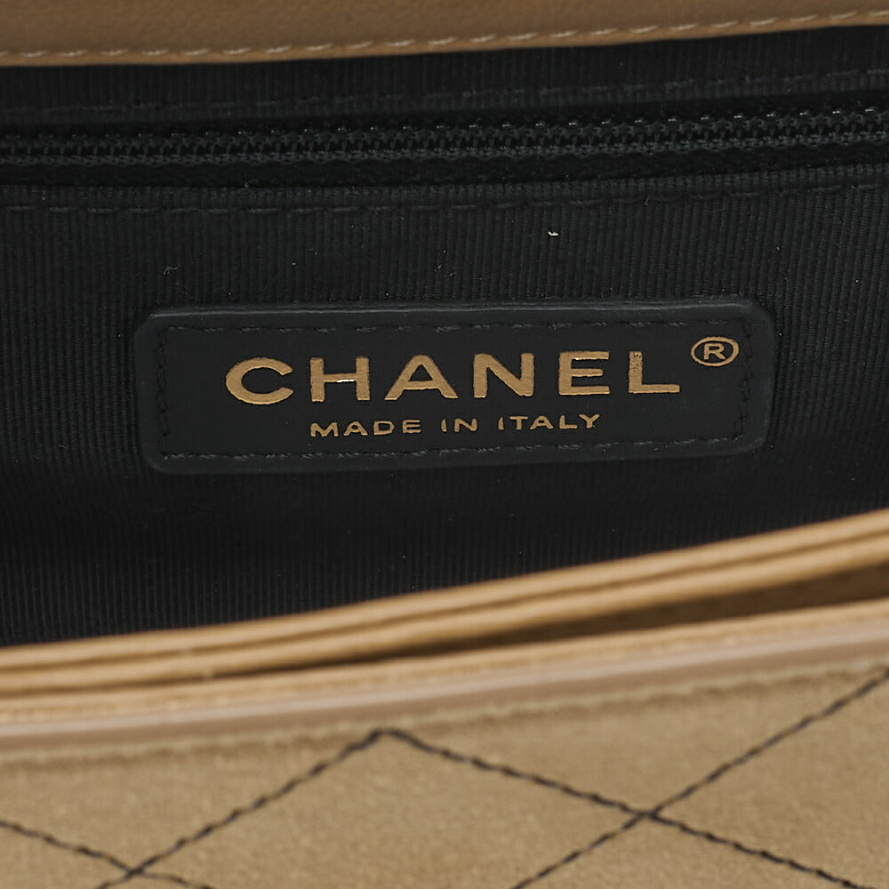 CHANEL Suede x Leather Matelasse Wild Stitch Chain Shoulder Beige x Black Gold x Silve-Tone Hardware, Pre-Owned