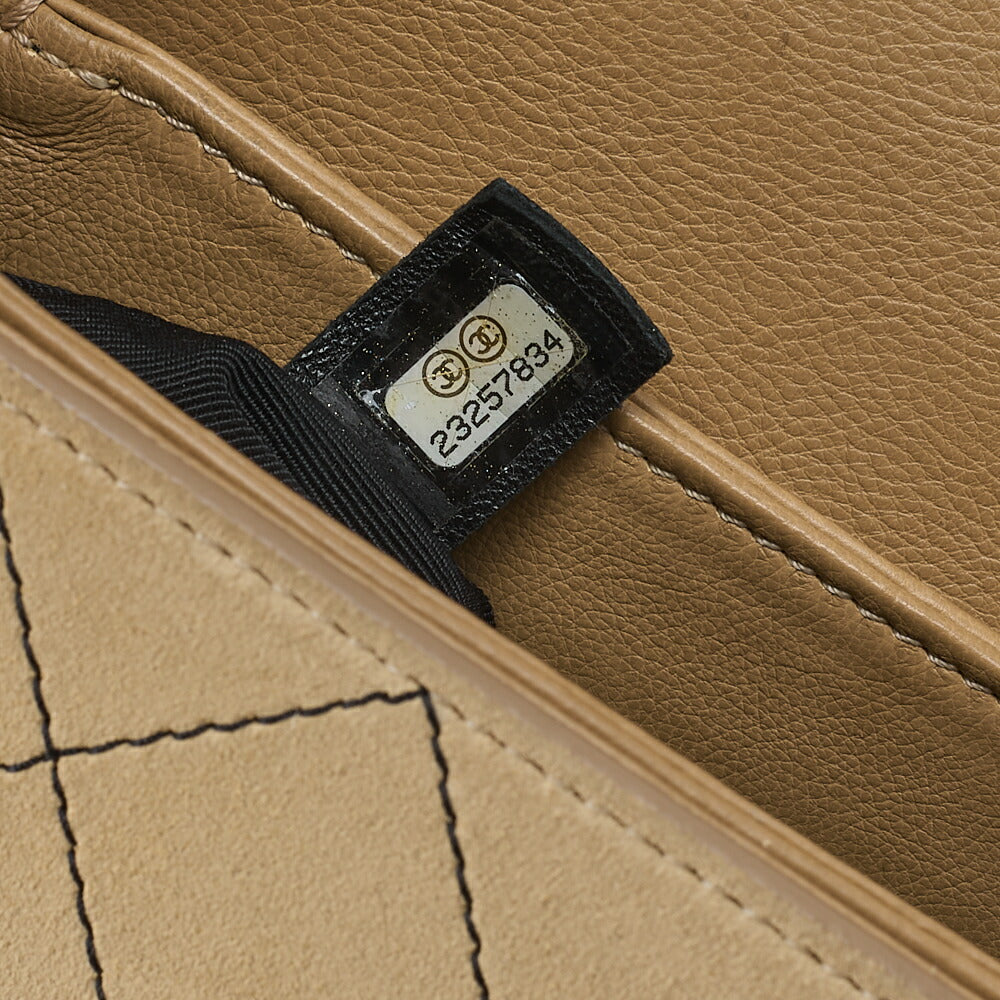 CHANEL Suede x Leather Matelasse Wild Stitch Chain Shoulder Beige x Black Gold x Silve-Tone Hardware, Pre-Owned