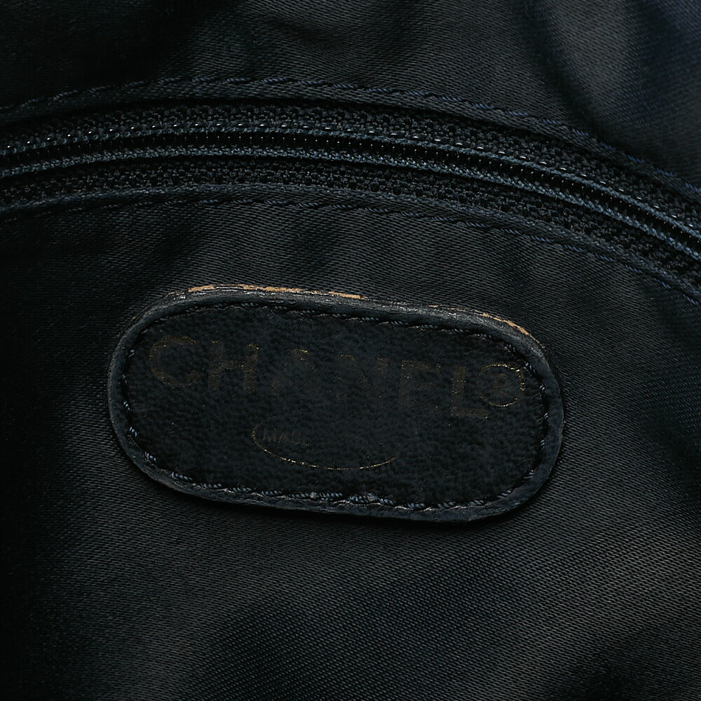 CHANEL Logo Mark Tote Bag with Logo Charm Caviar Skin Navy Gold-Tone Hardware, Pre-Owned