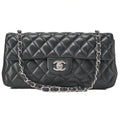 CHANEL Lambskin Matelasse 25cm Single Flap Chain Shoulder Black Silver-Tone Hardware, Pre-Owned