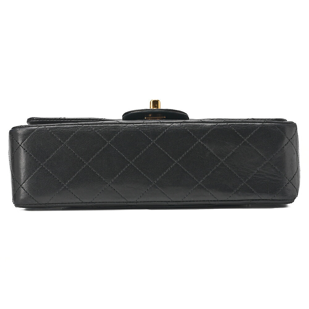 CHANEL Chain Shoulder Bag Matelasse 23cm Double Flap Lambskin Black Gold-Tone Hardware, Pre-Owned