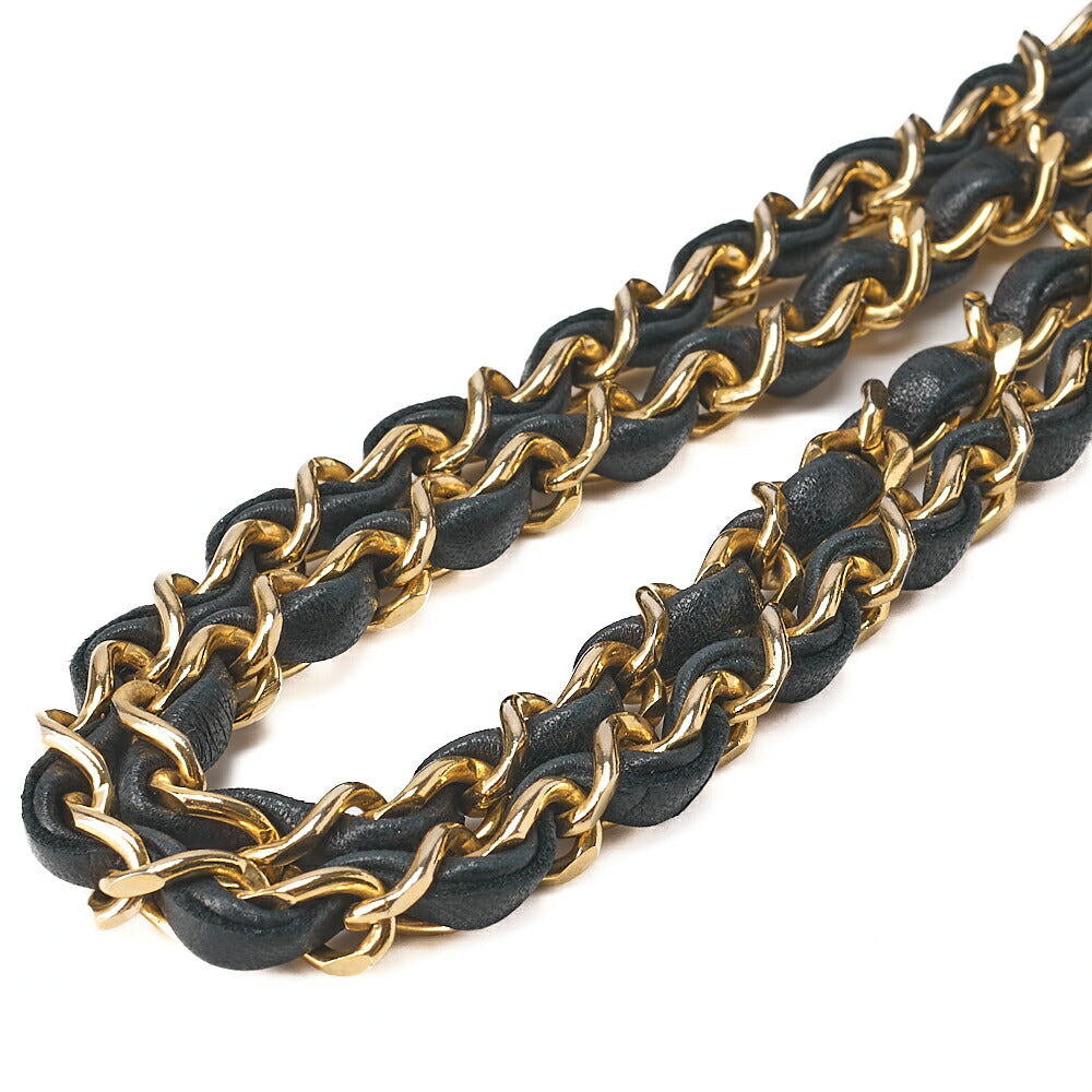 CHANEL Chain Shoulder Bag Matelasse 23cm Double Flap Lambskin Black Gold-Tone Hardware, Pre-Owned