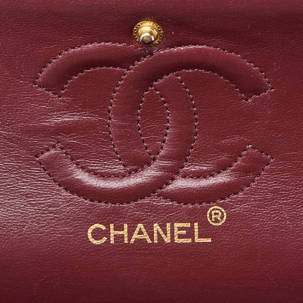 CHANEL Chain Shoulder Bag Matelasse 23cm Double Flap Lambskin Black Gold-Tone Hardware, Pre-Owned