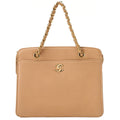 CHANEL Coco Mark with Logo Charm Chain Tote Bag Lambskin Beige Gold-Tone Hardware, Pre-Owned