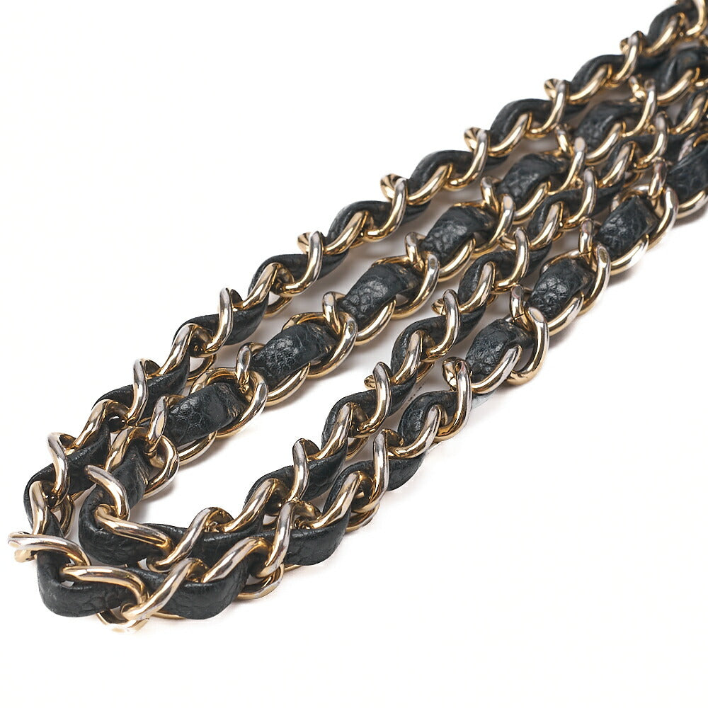 CHANEL Caviar Skin Matelasse 25cm Double Flap Chain Shoulder Black Gold-Tone Hardware, Pre-OwnedV