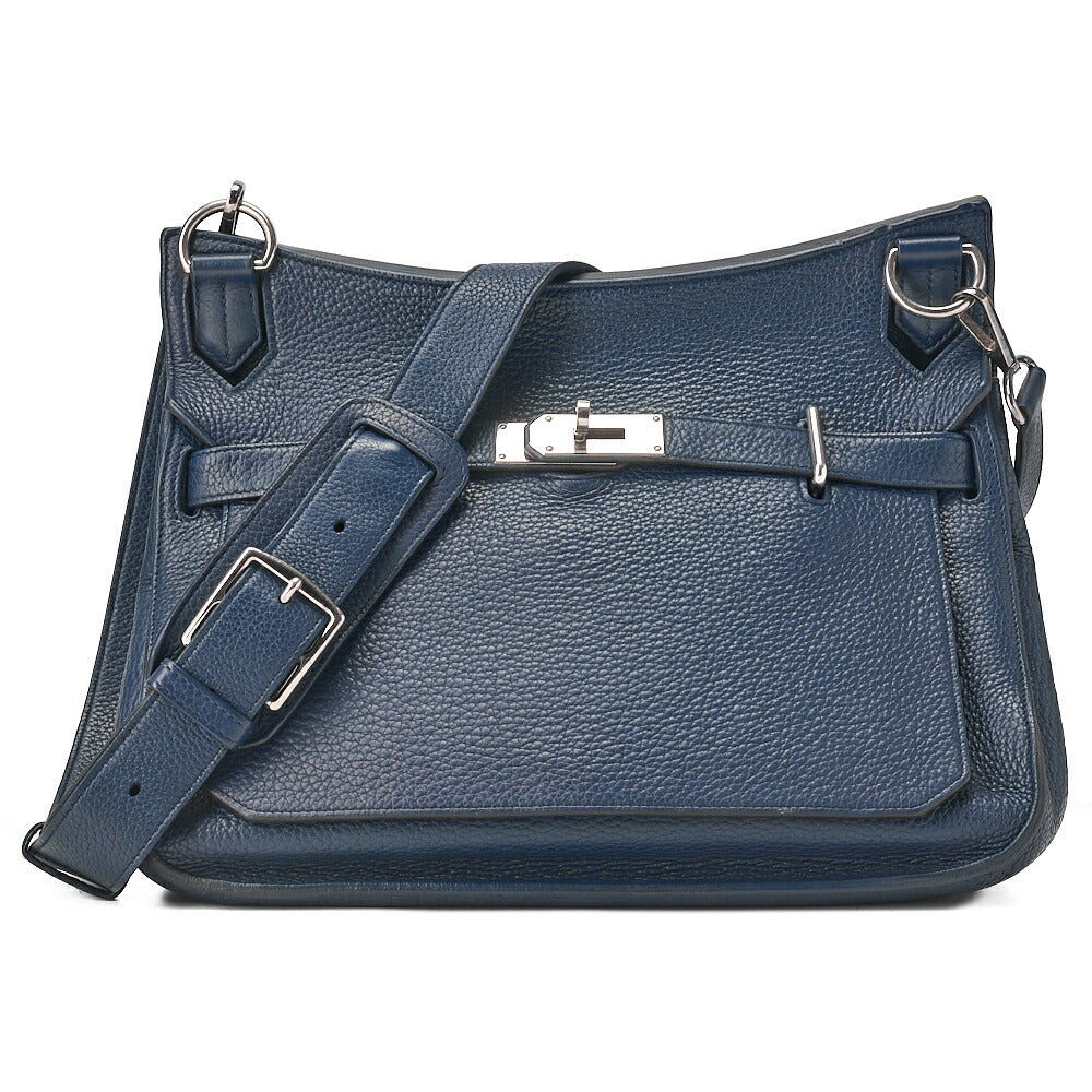 HERMES Gypsy 31 Tryon Clemence Shoulder Bag Blue Saphir Silver-Tone Hardware, Pre-Owned