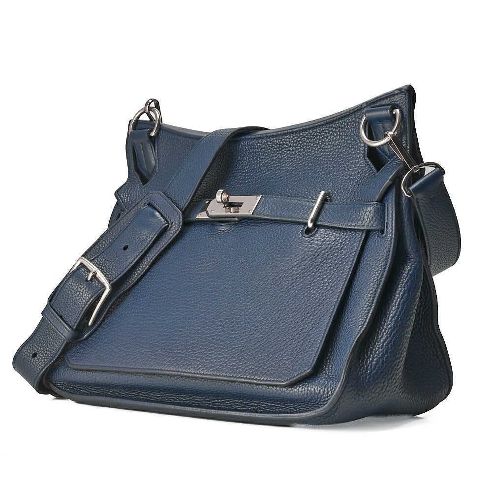 HERMES Gypsy 31 Tryon Clemence Shoulder Bag Blue Saphir Silver-Tone Hardware, Pre-Owned
