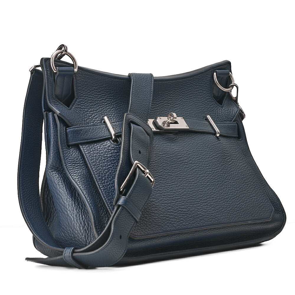 HERMES Gypsy 31 Tryon Clemence Shoulder Bag Blue Saphir Silver-Tone Hardware, Pre-Owned