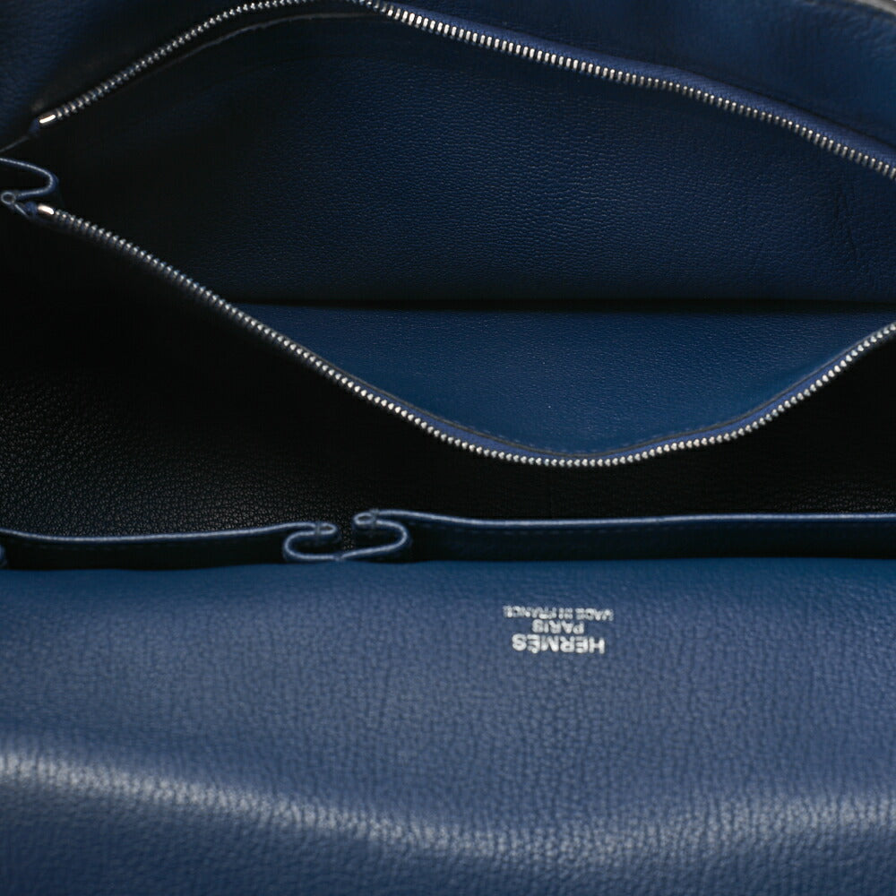 HERMES Gypsy 31 Tryon Clemence Shoulder Bag Blue Saphir Silver-Tone Hardware, Pre-Owned