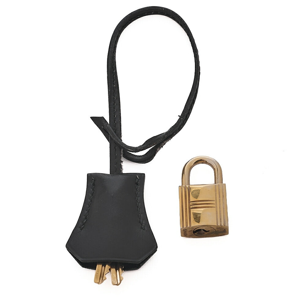 HERMES Kelly 32 Box Calf Inseam Handbag Black Gold-Tone Hardware, Pre-Owned