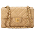 CHANEL Lambskin Matelasse Double Face 23cm Chain Shoulder Beige Gold-Tone Hardware, Pre-Owned