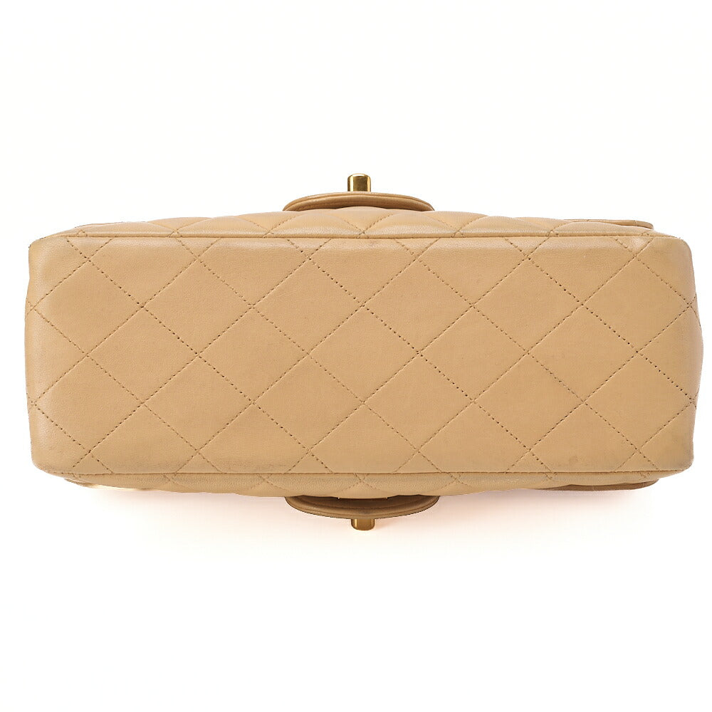 CHANEL Lambskin Matelasse Double Face 23cm Chain Shoulder Beige Gold-Tone Hardware, Pre-Owned