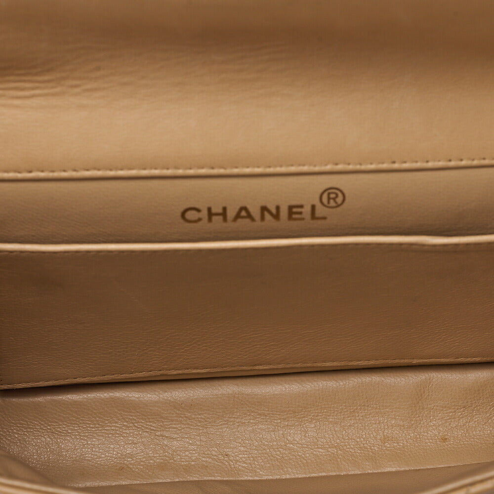CHANEL Lambskin Matelasse Double Face 23cm Chain Shoulder Beige Gold-Tone Hardware, Pre-Owned