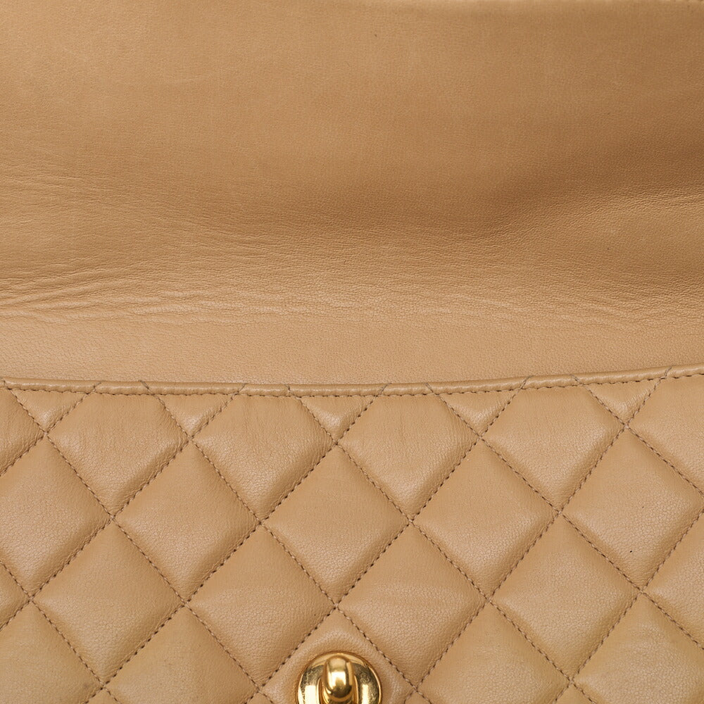 CHANEL Lambskin Matelasse Double Face 23cm Chain Shoulder Beige Gold-Tone Hardware, Pre-Owned
